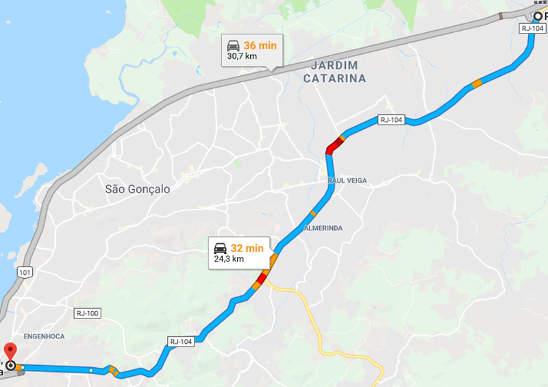 Trânsito Agora na Rodovia Niterói-Manilha RJ 104 - Rodovias.net.br