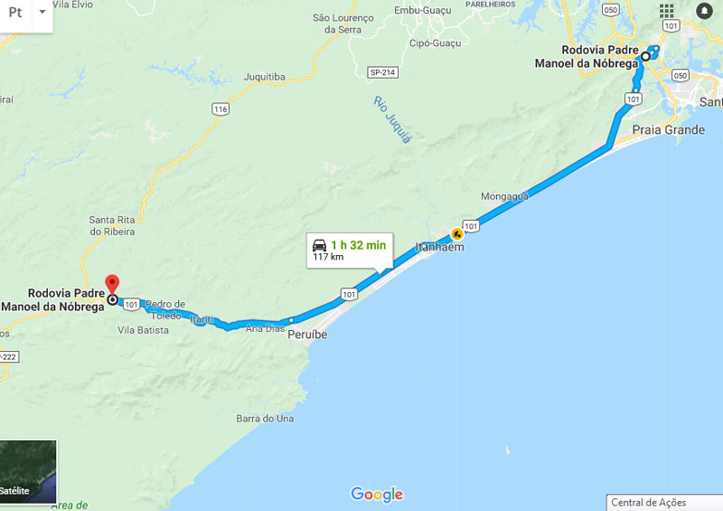 Trânsito na Rodovia Padre Manoel da Nóbrega SP 055